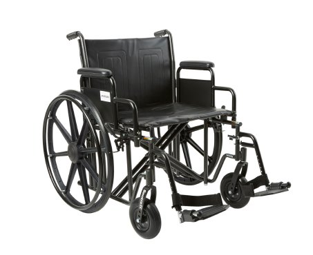 Bariatric Wheelchair McKesson Dual Axle Desk Length Arm Swing-Away Footrest Black Upholstery 22 Inch Seat Width Adult 450 lbs. Weight Capacity
