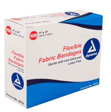 Bandage, Adhesive Fabric Strip 1" x 3"