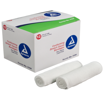 Dynarex Stretch Gauze Bandage 4" x 4.1 yds stretched