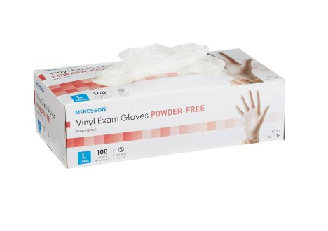 McKesson Large NonSterile Vinyl Standard Cuff Length 100/BX