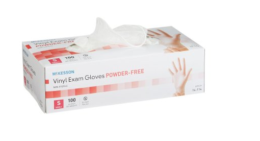 McKesson Small NonSterile Vinyl Standard Cuff Length 100/BX