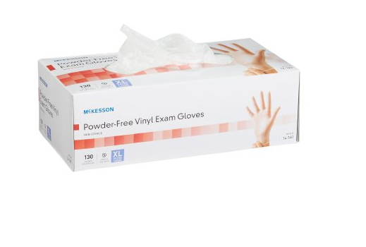 McKesson X-Large NonSterile Vinyl Standard Cuff Length, 130/BX