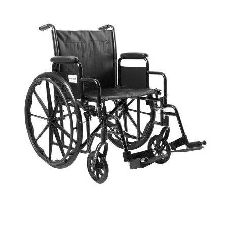 Wheelchair McKesson Dual Axle Desk Length Arm Swing-Away Footrest Black Upholstery 20 Inch Seat Width Adult 350 lbs. Weight Capacity