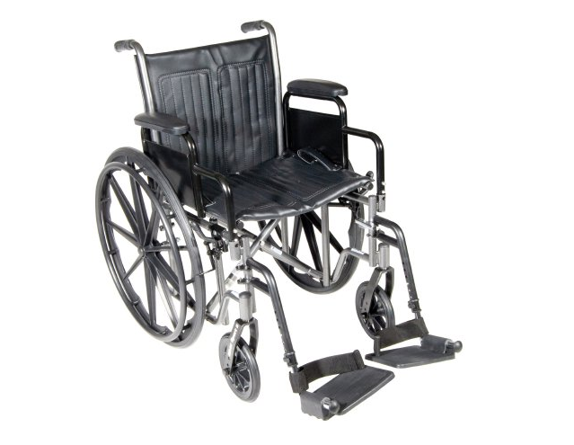 Wheelchair McKesson Dual Axle Desk Length Arm Swing-Away Footrest Black Upholstery 18 Inch Seat Width Adult 300 lbs. Weight Capacity WHEELCHAIR, DDA SF 18" 300LBS
