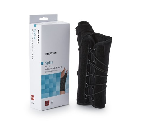 Wrist Brace with Thumb Spica McKesson Right Hand Black One Size Fits Most
