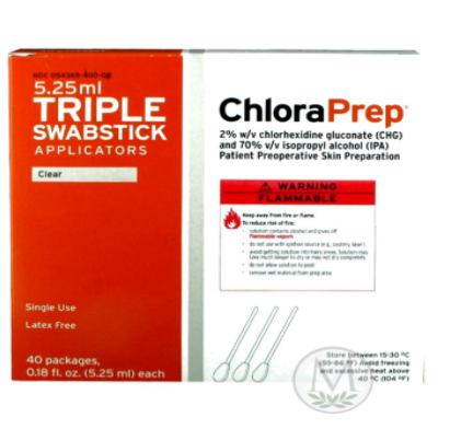 Chloraprep Swabstick Triples 5.25ml 3/pk
