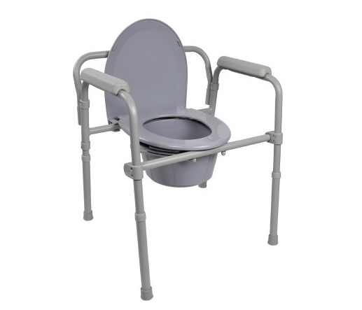 McKesson Commode Chair Fixed Arms Steel Frame Back Bar 13-1/2 Inch Seat Width 350 lbs. 3-in-1