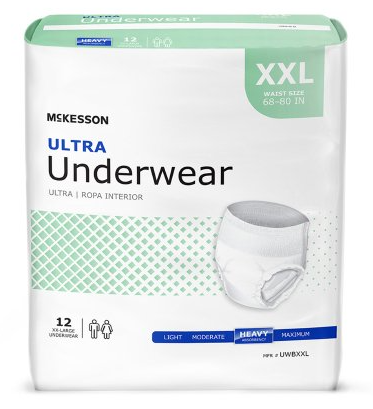 McKesson Ultra Pull On Unisex Underwear, Incontinence, Heavy Absorbency, 2X-Large, 12 counts