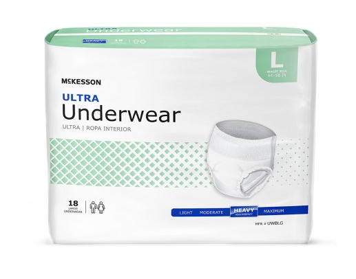 McKesson Ultra Pull On Unisex Underwear, Incontinence, Heavy Absorbency, Large, 18 counts