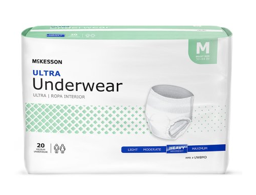 McKesson Ultra Pull On Unisex Underwear, Incontinence, Maximum Absorbency, MED 20 count