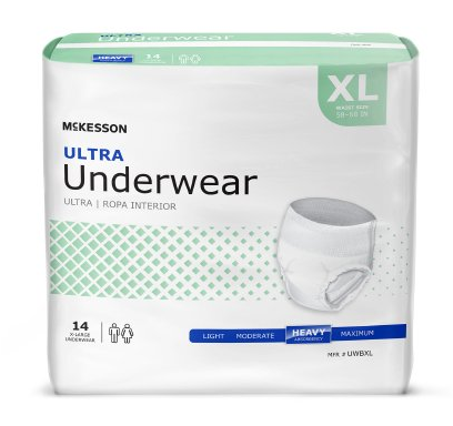 McKesson Ultra Pull On Unisex Underwear, Incontinence, Maximum Absorbency, X-Large 14 count